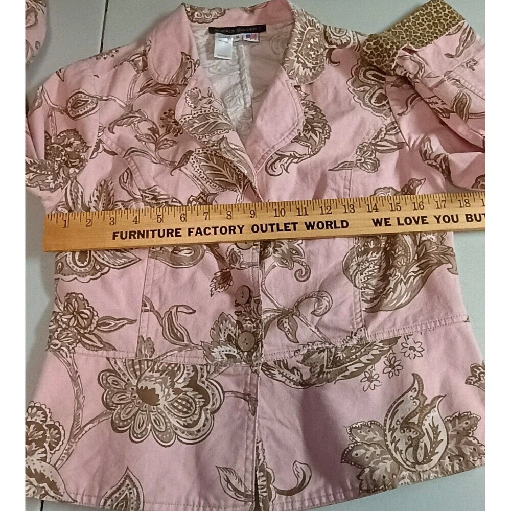 Alexis & Avery Pink Floral Paisley Blazer Jacket Small Cotton Made in USA - Picture 7 of 15